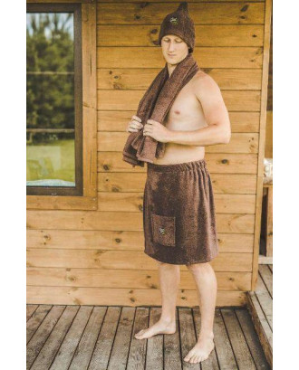 Sauna Apron for male BROWN 55 x 150 cm