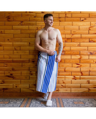 Sauna Man / Women / Unisex SET Kilt Bath Towel Blue Cotton 90/150