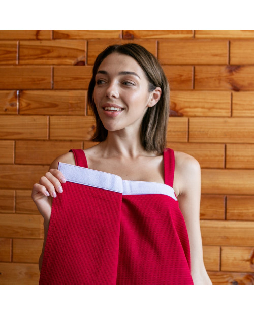 Sauna Men / Woman / Unisex Waffle Towel (Kilt) 75X150cm Red