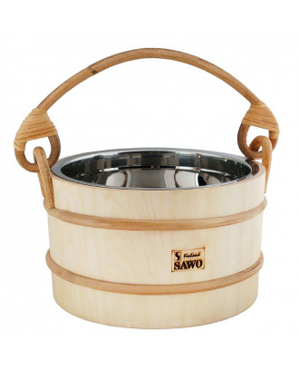 SAWO Wooden Bucket With Stainless Steel Insert, 2l, Aspen SAUNA ACCESSORIES