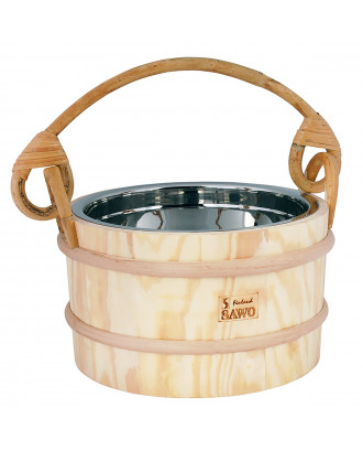 SAWO Wooden Bucket With Stainless Steel Insert, 3l, Aspen SAUNA ACCESSORIES
