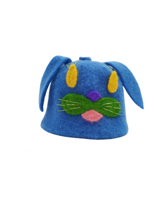Sauna Hat For Kids Bunny, blue, 100% wool SAUNA ACCESSORIES