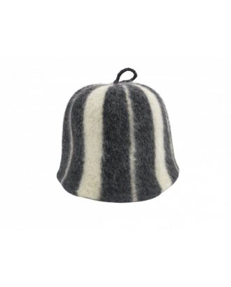 Sauna Hat- striped black white, 100% wool SAUNA ACCESSORIES