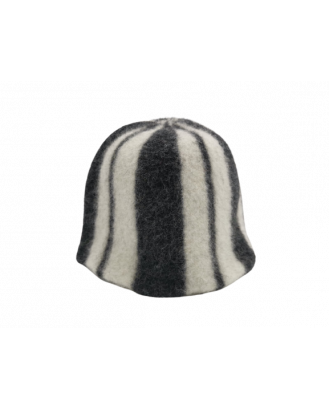 Sauna Hat- striped black white, 100% wool SAUNA ACCESSORIES
