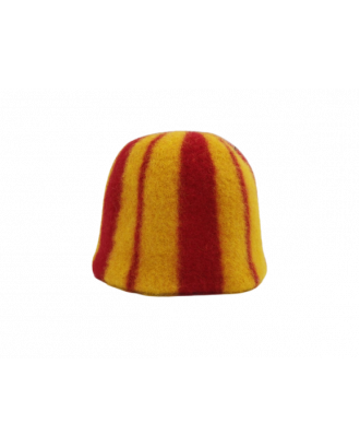 Sauna Hat- striped red - yellow, 100% wool SAUNA ACCESSORIES