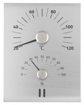 RENTO Thermometer - Hygrometer, Aluminum, Natural, 635923 SAUNA ACCESSORIES