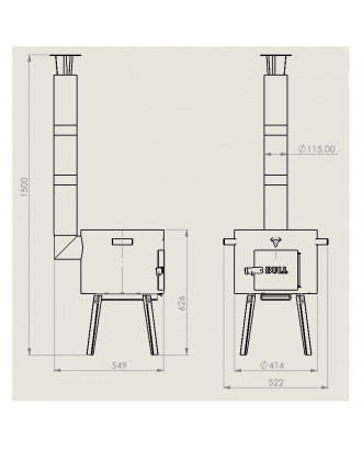 Foldable Stove with Chimney Bull 12 ECO+ for Kazan GRILLS, BBQ, SMOKEHOUSES