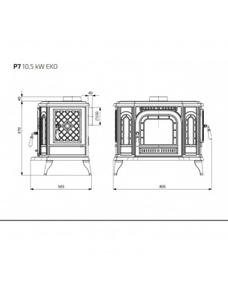 Cast Iron Stove P7 10,5 kW HEATING STOVES