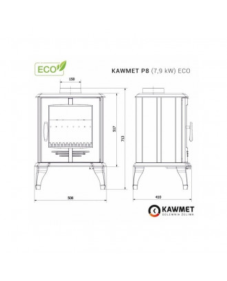 Cast Iron Stove KAWMET P8 7,9 kW ECO HEATING STOVES