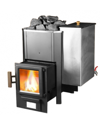 Sauna Heater Skamet – P-22040 PRV, Water Heater - Right, with Glass WOODBURNING SAUNA STOVES