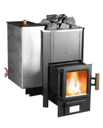 Sauna Heater Skamet – P-21640 VRV, Water Heater - Left, with Glass WOODBURNING SAUNA STOVES