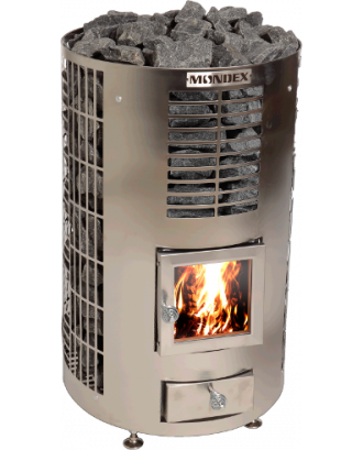 SAUNA WOODBURNING STOVE MONDEX KLAPI, STAINLESS STEEL, 4516 WOODBURNING SAUNA STOVES