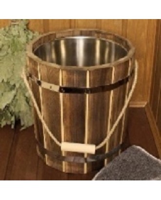 Wooden Bucket 15l with stainless steel insert  SAUNA ACCESSORIES