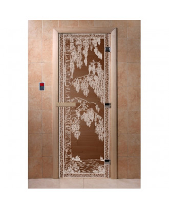 Sauna Door Birch 1900x700, 8mm, 3 Loops, Bronze, Magnet SAUNA DOORS