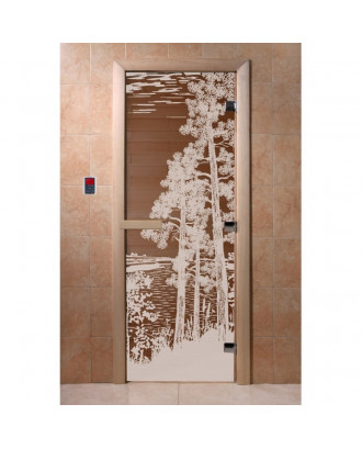 Sauna Door Dawn 1900x700, 8mm, 3 Loops, Bronze, Magnet SAUNA DOORS