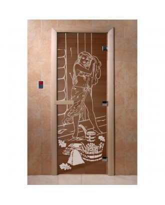 Sauna Door Jenifer 1900x700, 8mm, 3 Loops, Bronze, Magnet SAUNA DOORS