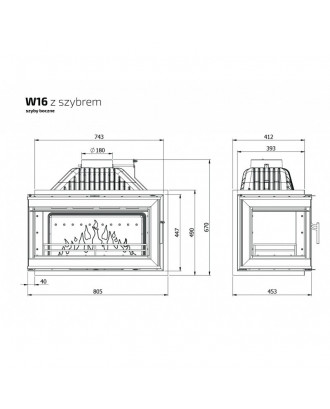 Fireplace Insert KAWMET W16 LB 13.5 kW FIREPLACES